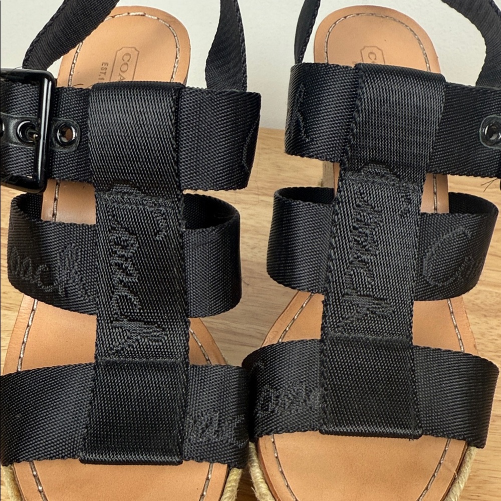 Coach Black Espadrille wedged Sandals - Picture 5 of 16